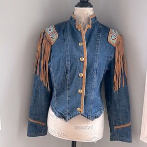 Vintage Frontier Collection fringed and beaded  western jacket EVC size M